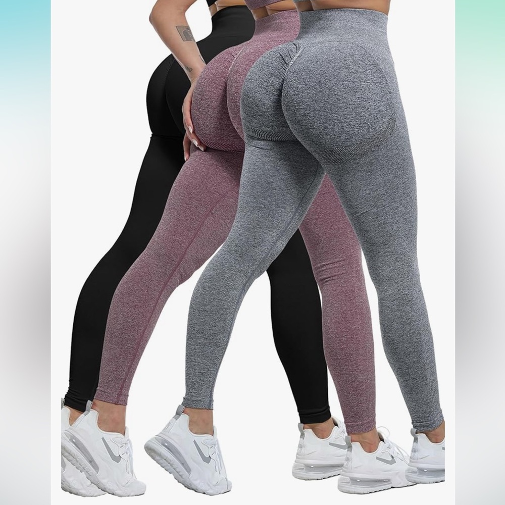2 PACK of butt lifting leggings burgundy and grey